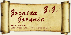 Zoraida Goranić vizit kartica